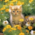 little kitten nestled in flowers book cover , generated by AI