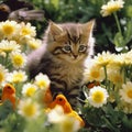 little kitten nestled in flowers book cover , generated by AI