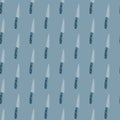 Little knife elements doodle seamless pattern. Acute cooking backdrop in blue tones palette