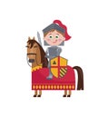 Little knight in iron armor on horse Royalty Free Stock Photo
