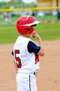 Little league player on base. Royalty Free Stock Photo