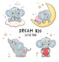 Little lovely elephant collection.Nursery poster.