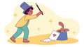 Little magician pulling a rabbit from a hat, enchanting and wondrous. vector design Generative AI Royalty Free Stock Photo