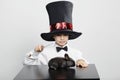 Little magician with rabbit Royalty Free Stock Photo