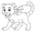 Little Manticore Cartoon Illustration BW