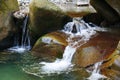 Little marvellous waterfall among the rocks of mountain creek