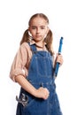 LIttle master girl with wrench