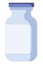 Little medical ampoule for injections in hospital centre in a flat style isolated on a white background.