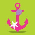 LITTLE MERMAID ANCHOR FUSCHIA 06 Royalty Free Stock Photo