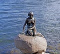 The Little Mermaid Bronze Statue in Copenhagen, Denmark. Royalty Free Stock Photo