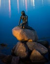 Little Mermaid in Copenhagen, blue water