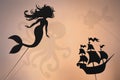 Little mermaid fairytale, shadow puppets Royalty Free Stock Photo