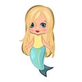 Little mermaid girl. Flirts. Handsome fashionable child. The isolated object on a white background. Vector illustration