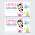 Little mermaid girl with her friend vector cartoon illustration for birthday card design Royalty Free Stock Photo