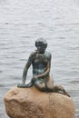 Little mermaid statue in Copenhagen. Landmark tourist attraction Denmark