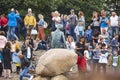 Little mermaid statue in Copenhagen. Landmark tourist attraction Denmark