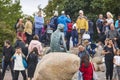 Little mermaid statue in Copenhagen. Landmark tourist attraction Denmark