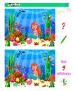 Little mermaid task to find the difference Royalty Free Stock Photo