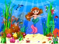 Little mermaid in the underwater world