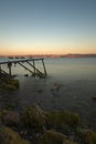 Little wharf sunset time Royalty Free Stock Photo