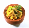 Little millet indian food vegetable biryani in clay bowl