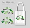 Little mister lucky charm - lettering with Shamrock for Patrick s day T-shirts, bags and other