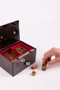 Little money in old cash box Royalty Free Stock Photo