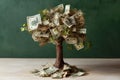 little money tree of dollars instead of leaves generative AI