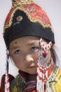 A little girl in the traditional clothes of Mongolian