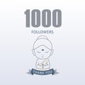 Little Monk showing gratitude for 1000 followers on social media