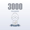 Little Monk showing gratitude for 3000 followers on social media