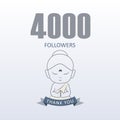 Little Monk showing gratitude for 4000 followers on social media