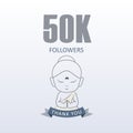 Little Monk showing gratitude for 50k followers on social media