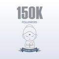 Little Monk showing gratitude for 150k followers on social media