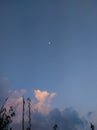 little moon at afternoon sunset sky