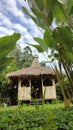 A little mosque in a farm field