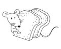 Mouse Hiding Behind Bread Colorless