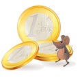 Little mouse near Euro coins