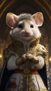 Little mouse prince with a crown, looking charming, dark background Royalty Free Stock Photo