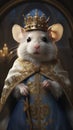 Little mouse prince with a crown, looking charming, dark background Royalty Free Stock Photo