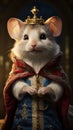 Little mouse prince with a crown, looking charming, dark background Royalty Free Stock Photo