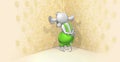 Little mouse standing in a corner