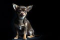 Little multi-colored chihuahua in black background