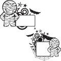 Little mummy character cartoon copy space halloween set