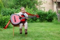 Little music student singing