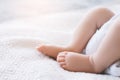 Little newborn baby feet white background Royalty Free Stock Photo