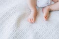 Little newborn baby feet on white background Royalty Free Stock Photo