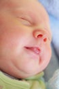 Little newborn baby sleeping calmly in blanket Royalty Free Stock Photo