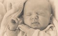 Little newborn baby sleeping calmly in blanket Royalty Free Stock Photo