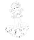 Little night fairy on golden flower Coloring book